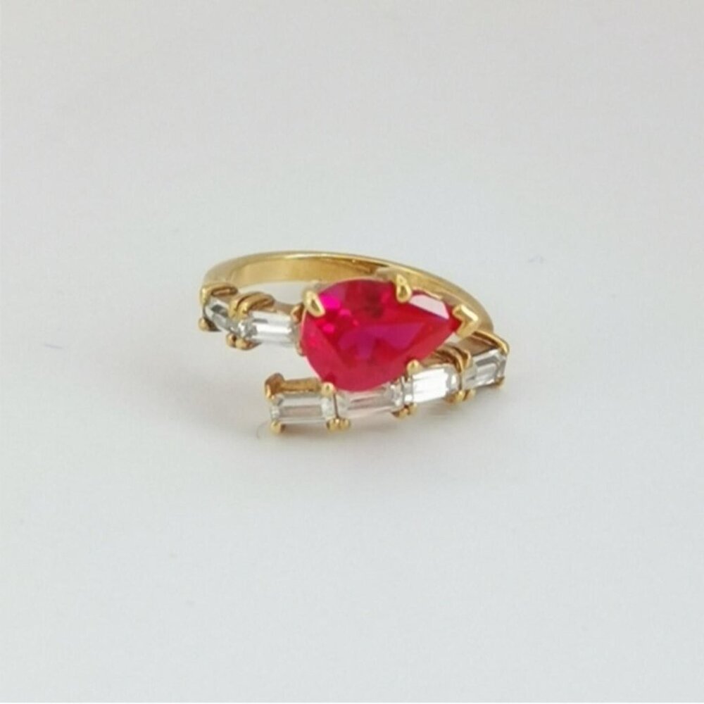 14K Gold overlay Wraparound Ruby CZ ring size 5 🆕 - Picture 3 of 5